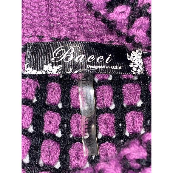 Bacci Cowl Neck Sweater Dress - Size M - Black, Purple Loose Knit, Radial Pocket - Picture 4 of 7